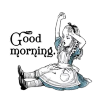 ☀️ ffde9656 Alice Alice in Wonderland Good Morning 爱丽丝梦游仙境, 早上好, 卡通, 问候 telegram sticker