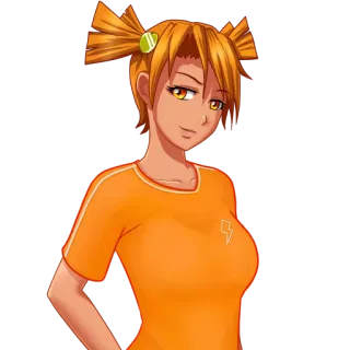 🙂 002013c6 动漫, 女性, 橘色头发, 闪电, 角色, 卡通 telegram sticker