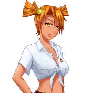 🙂 98249714 动漫, 女孩, 橙色头发, 角色, 微笑 telegram sticker