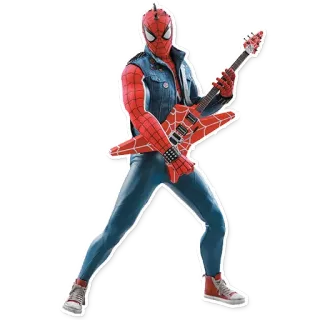 😎 e5bb5e32 Spider-Man spider-man, marvel, guitar, superhero, rocker, punk telegram sticker