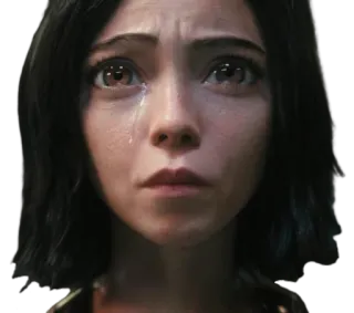 😭 3fadca3d Alita Alita: Battle Angel Anime, Manga, weinen, traurig, Träne, Cyborg telegram sticker