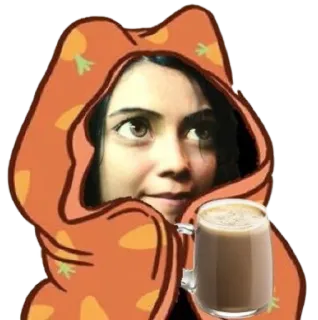 🥰 6e46096d Frau, Hoodie, Kaffee telegram sticker
