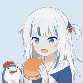 🚀 d309c5c7 Gawr Gura Anime, Vtuber, Requin, Gawr Gura, Mignon, Dessin animé, Burger telegram sticker