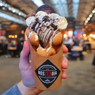 🍦 fc84f3c2 NOSTEAGIA Taste of Nostalgia bánh waffle, tráng miệng, đồ ăn, bánh waffle trứng, hoài niệm telegram sticker