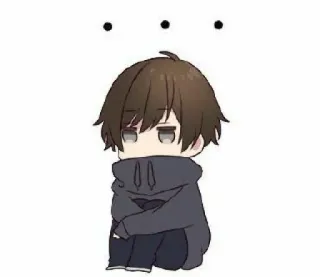 😶 4f6a667a 动漫, 悲伤, 男孩, Q版, 坐着, 可爱, 情绪化 telegram sticker