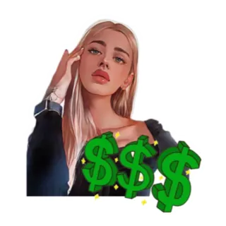💵 08665a2b woman, dollar signs, money, girl, wealth, blonde hair telegram sticker