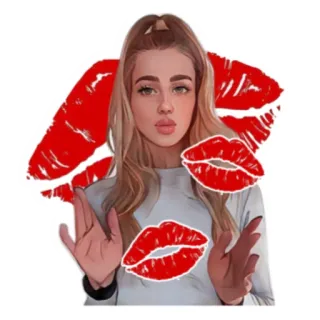 💋 85aa515d woman, kiss, lips, girl, portrait, illustration telegram sticker