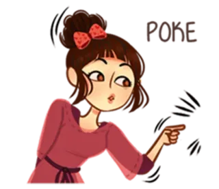 😗 24022b7e POKE poke, girl, cartoon, pointing, character, fun whatsapp sticker