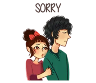 😔 6443d717 couple, cartoon, emotions, cute, love, relationship whatsapp sticker