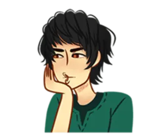 😙 9e57b2a9 cartoon, anime, man, boy, pensive, thoughtful whatsapp sticker