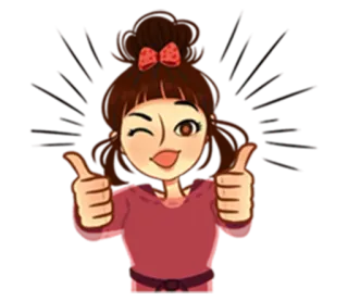 👍 c82e0a12 girl, cartoon, thumbs up, wink, positive, cute, emoji whatsapp sticker