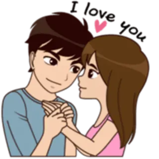 🤝 05ca40ff I love you 사랑, 커플, 로맨스, 애정, 만화, 하트 telegram sticker