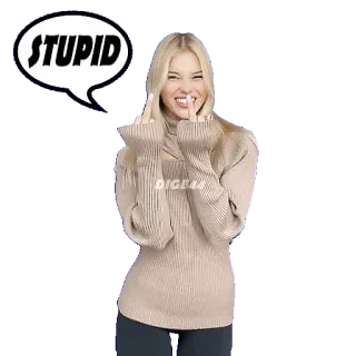 🤬 0a118b7f STUPID mittelfinger, beleidigend, frau, blond, dumm whatsapp sticker