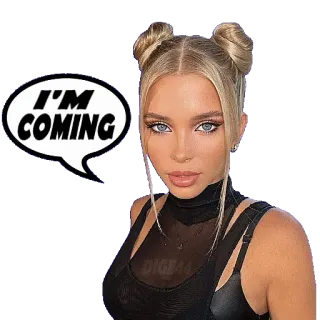 🛴 45427dac I'M COMING Frau, Porträt, Aufkleber, blond, blaue Augen whatsapp sticker