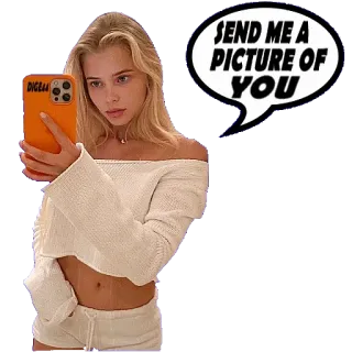 🤳 f26ff1c0 SEND ME A PICTURE OF YOU Selfie, blond, Frau, Anfrage, Text, Bild whatsapp sticker