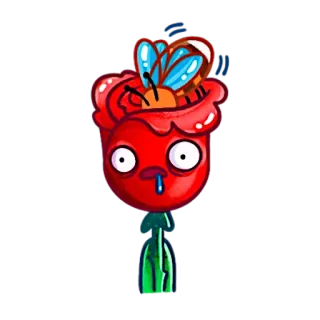 🐝 06fcc5e8 cartoon, flower, plant, bee, illustration, sticker whatsapp sticker