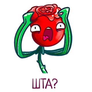 🙀 37739df4 ШТА? rose, flower, cartoon, shocked, confused whatsapp sticker