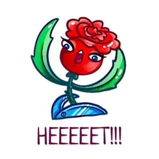 💇‍♀️ 9256d3d7 HEEBEEETI!!! rose, flower, cartoon, animated, plant whatsapp sticker