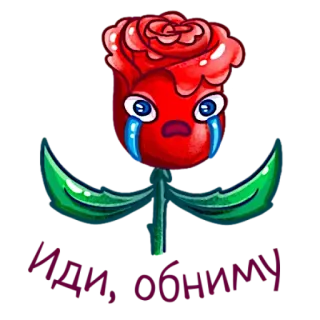 🤗 fa892893 Иди, обними! flower, sad, crying, rose, cartoon, cute, plant whatsapp sticker