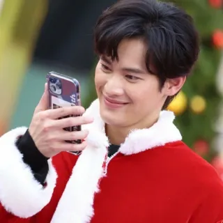 ❤️ 3dfcb720 pria, natal, santa, selfie, telepon, senyum, potret whatsapp sticker