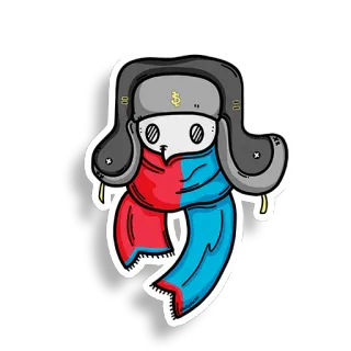 🧲 38ca7f3c postać, czapka zimowa, szalik, kreskówka, naklejka telegram sticker