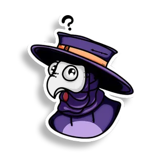 ❓ c57dd1f1 Doktor plagi, Maska, Znak zapytania, Kapelusz, Doktor, Historyczny, Medyczny telegram sticker