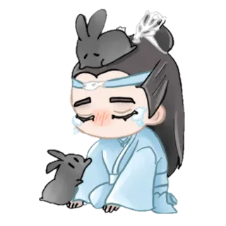 😢 2bc7001c Anime, Chibi, Słodkie, Królik, Smutny telegram sticker