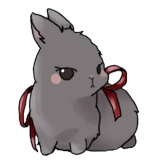 😊 c9ce1fc6 królik, zajączek, zwierzę, słodki, szary, wstążka telegram sticker