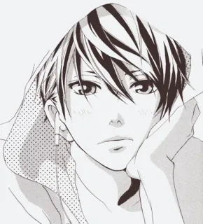 😕 036dec5f anime, manga, hoodie, earphones, boy, character, asian whatsapp sticker