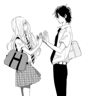 ❤ 1564be0f anime, manga, school, couple, romance, student, cartoon, illustration whatsapp sticker