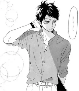 😅 242482a7 ........ anime, manga, boy, pensive, cartoon, illustration whatsapp sticker