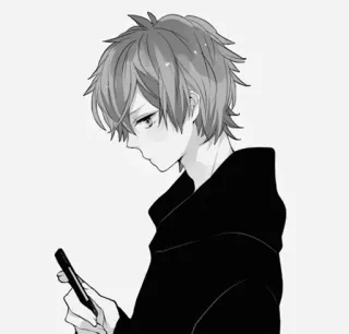 😑 44cb32ef anime boy, manga, profile, phone, teen, illustration whatsapp sticker