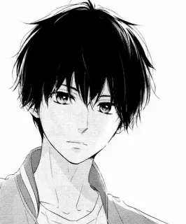 😐 4a62b650 anime, manga, boy, portrait, cartoon, art, drawing whatsapp sticker