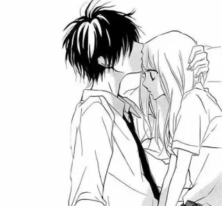 ❤ 5dd7c7f0 anime, manga, couple, romance, love, kiss whatsapp sticker