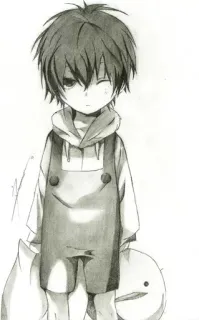 ☹ 9521b37f anime, boy, drawing, sketch, child whatsapp sticker