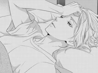🤦 a547c324 anime, manga, person, lying down, black and white whatsapp sticker