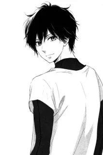 😇 b9d8ee88 anime, manga, character, black hair, smiling, boy, teen whatsapp sticker