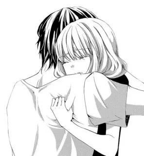 ❤ f776e5ec hug, couple, love, manga, anime, romance whatsapp sticker