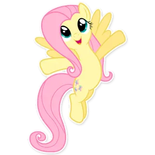 😗 3b95298e Fluttershy My Little Pony pony, cartoon, animal, flying, pink, yellow telegram sticker