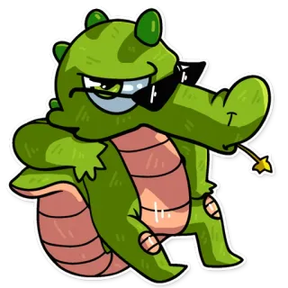 😎 0bbca3e0 kreskówka, krokodyl, zwierzę, postać, okulary przeciwsłoneczne, fajny telegram sticker