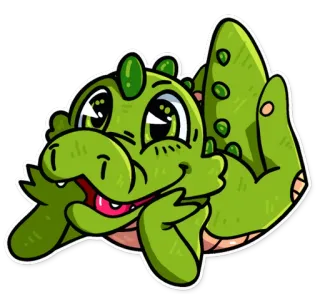 🙂 f987f559 Kreskówka, Aligator, Krokodyl, Gad, Zwierzę, Słodki telegram sticker