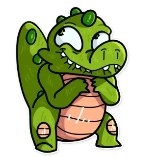 😏 ff5cc003 kreskówka, naklejka, krokodyl, aligator, gad, zwierzę, zielony telegram sticker