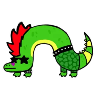 😕 a0943a53 stiker, kartun, binatang, kadal, buaya, hijau, merah, kacamata hitam whatsapp sticker