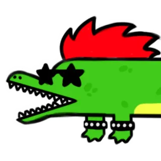 😀 a8d6404e buaya, kartun, karakter, kacamata, punk, binatang, stiker whatsapp sticker