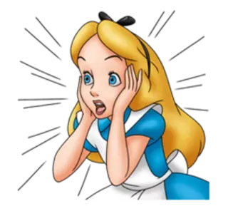 😵 15a33363 Alice Alice in Wonderland Alice, Alice in Wonderland, cartoon character, surprise, fear, disney whatsapp sticker