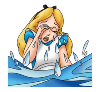 😭 413f8b93 Alice Alice in Wonderland crying, sad, tears, emotion, cartoon, alice in wonderland whatsapp sticker