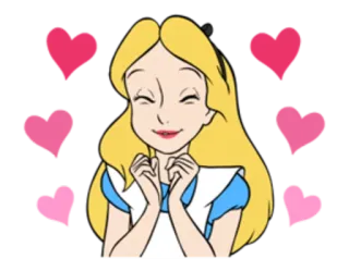 ❤️ 6b90e5cd Alice Alice in Wonderland Alice, hearts, cartoon, cute, love, blonde whatsapp sticker