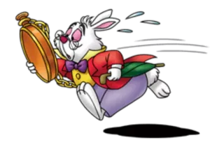 🏇 6c91f298 White Rabbit Alice in Wonderland cartoon, rabbit, time, pocket watch, Disney, Alice in Wonderland whatsapp sticker