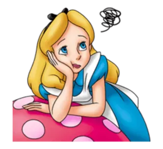 🤔 f4ef030a Alice Alice in Wonderland Alice, Alice in Wonderland, cartoon, dreamy, blonde, mushroom, cute whatsapp sticker