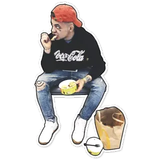 🍟 f45204ec man, eating, food, coca-cola, McDonalds, casual wear telegram sticker